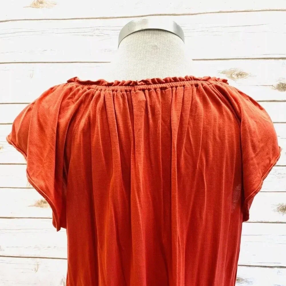 LOFT Women Short Sleeve Pullover Boat Neck Coral Casual Shirt Top Size Small - Picture 9 of 11